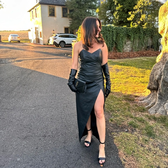 100% black leather Revolve dress. Strapless. Absolutely gorgeous. - Picture 2 of 3